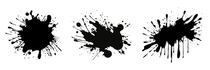 Set of ink drops and splashes, vector illustration.