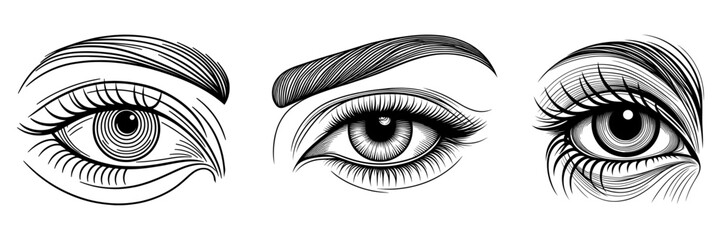 Human eyes set, vector illustration.