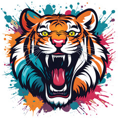 Fototapeta premium Tiger Head Illustration with Transparent Background for Sticker
