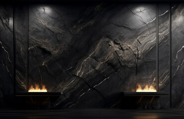 Luxurious Black Marble with Fireplaces
