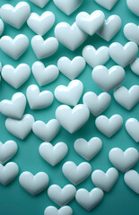 Fototapeta premium 3D White Hearts on Teal 