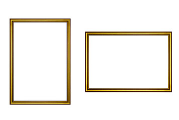 Classic gold photo frame on isolated transparent background