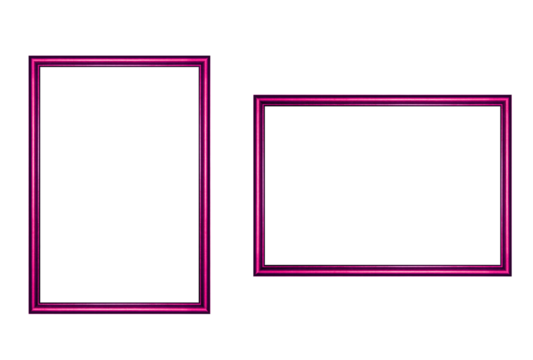 Classic pink photo frame on isolated transparent background