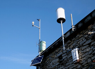 Meteorological instruments of a weather station with solar panel
