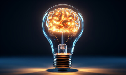 A light bulb with a human brain inside.