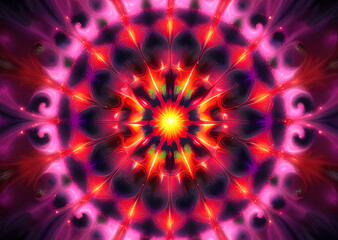 Fototapeta premium Effect Fractal wallpaper texture of bright colors,Generative AI