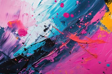 Modern abstract art with splashes of paint and brush strokes