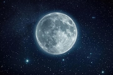 Naklejka na ściany i meble Night sky with a full moon and scattered stars