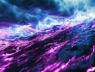 Futuristic Visions: Surreal Cyberpunk Lightning Storm