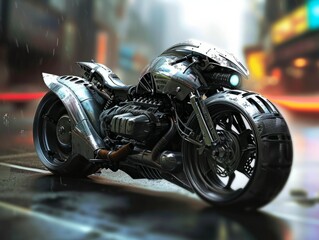 Blur of Future: Cyberpunk Motorcycle in Motion