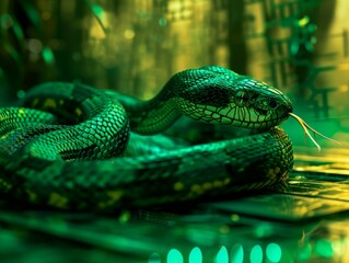 Distorted Realms: Surreal Sci-Fi Serpent Wallpaper