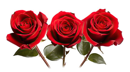 Three red roses, Valentine's day, love, isolated
