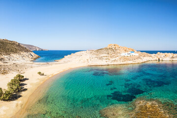 The beach Agios Sostis of Serifos island in Cyclades, Greece - obrazy, fototapety, plakaty