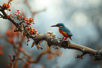 Naklejka premium kingfisher on branch