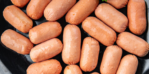 sausages chicken or pork fresh meat product tasty healthy eating cooking appetizer meal food snack on the table copy space