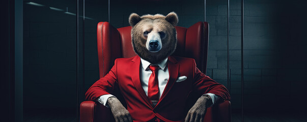 Bussiness man like Bear dressed in an elegant suit.