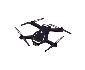 Black drone, view from top, vector