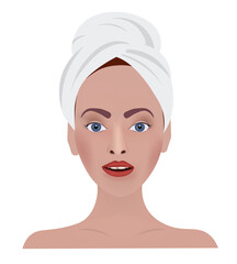 Woman with wrapped towel. vector