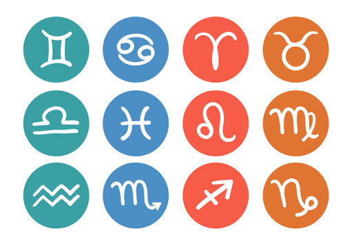 Vector colorful collection of zodiac signs icons.