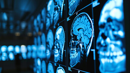 Brain MRI x-ray in the hospital. Diagnostics, and Medicine and health care concept - obrazy, fototapety, plakaty