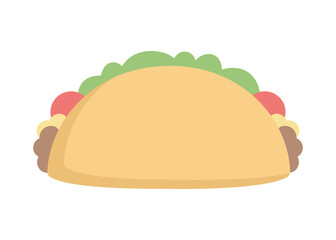 Mexican taco hand drawn street fast food design simple flat design stamp vector illustration.