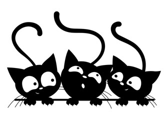 friendly black cats looking out the window Collection of funny cartoon cats adorable pets illustration