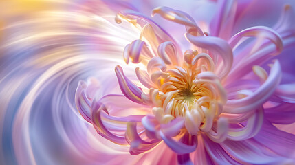 Obraz premium Ephemeral Elegance: Macro Marvel of a Spiraling Spider Chrysanthemum in Radiant Light Trails