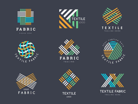 Textile logo. Symbols for sewing industry tailor workshop badges recent vector templates set with place for text