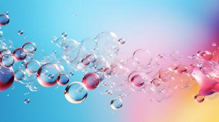 Colorful bubbles floating in a blue and pink gradient background