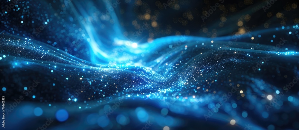 Wall mural abstract ai rendering of a glowing blue space-time.