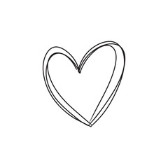 Hand drawn vector simple illustration of the heart in sketch vintage doodle style. Concept of love, happy Saint Valentines day, relations, lovely. Tangled, grumpy line drawing.