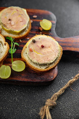 foie gras sandwich fresh delicious fresh goose or duck liver eating cooking appetizer meal food snack on the table © Alesia Berlezova