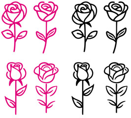 Vector Rose Logo Set - 1 : Minimalistic Floral Elements for Logos and Designs.