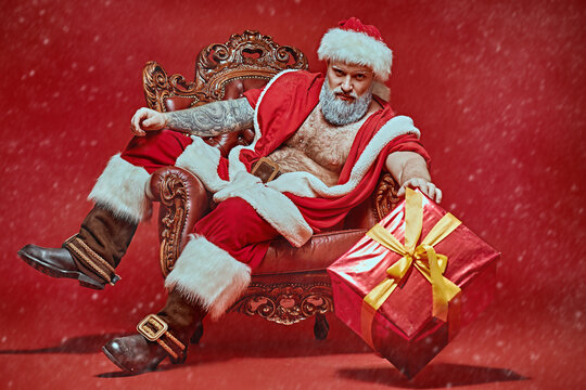 muscular Santa man