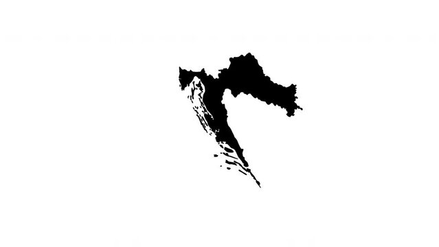 Croatian country map icon animated video