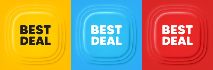 Fototapeta premium Best deal tag. Neumorphic offer banners. Special offer Sale sign. Advertising Discounts symbol. Best deal podium background. Product infographics. Vector