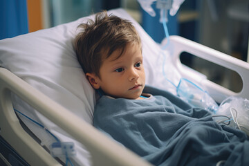 Young Child Patient Contemplating in Hospital Bed