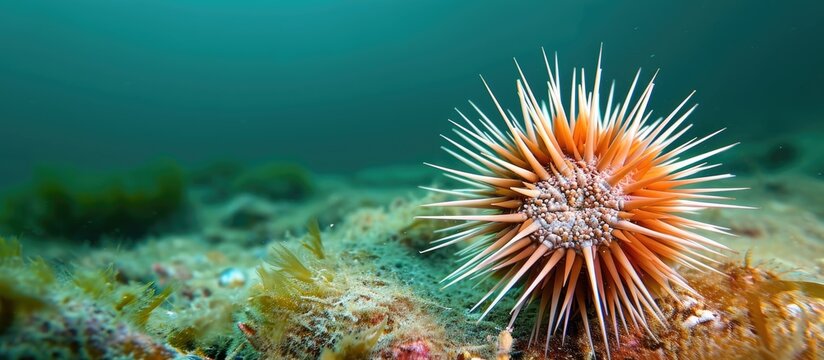 Underwater marine life: Diadema antillarum, a common long-spined sea urchin.