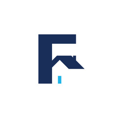 F home real estate logo, vector design 