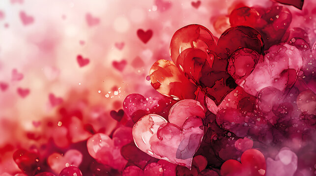 Love Infusion: Romantic Valentine's Day Bliss in Watercolor Hearts