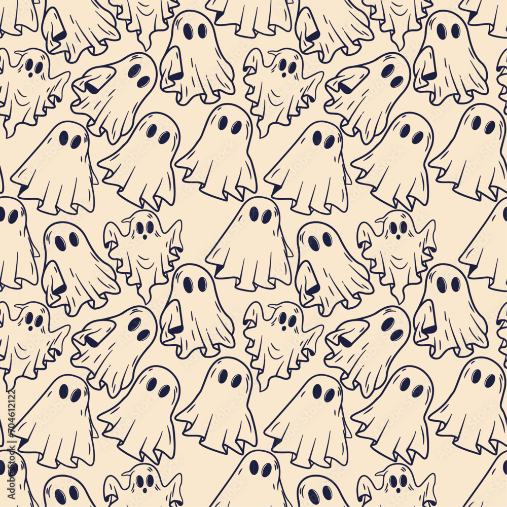 Poster Ghost pattern. Seamless vector pattern for Halloween.