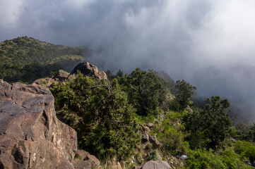 A view on the Raidah Nature Sanctuary from Jabal Sawda, the highest peak in Saudi Arabia.