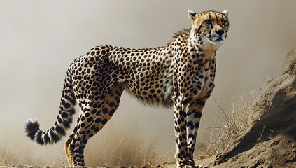 Image of a cheetah standing on an isolated background

