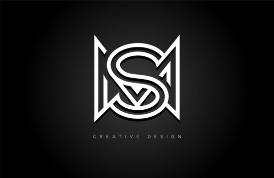 Minimalist ms MS letter logo design made of white monogram lines. Letter idea for personal or business use vector illustration.