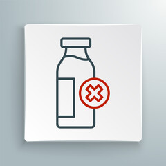 Line Lactose intolerance icon isolated on white background. Not allow milk. Allergy concept, lactose intolerance allergy warning sign. Colorful outline concept. Vector