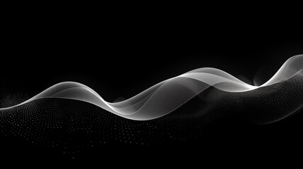 Technology background vector illustration, black and white. Abstract digital wave of particles. Futuristic point wave. Banner