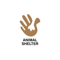animal shelter logo design. Cat dog house logo. human hand cat dog hand