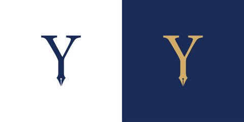 Y pen logo, emblem, vector design