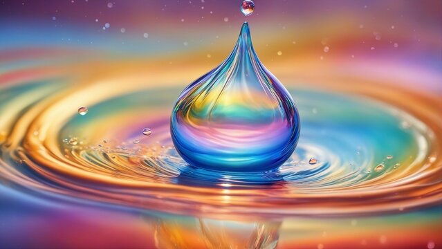 water drop splash  A water drop icon with ripples, depicting the diversity and the beauty of water. The water is rainbow 