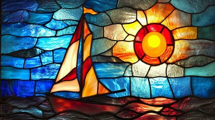 Nautical-themed stained glass window patterns, offering a vibrant and artistic design element. [Stained glass inspiration]